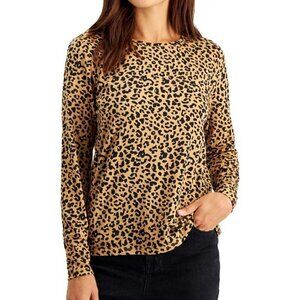 Charter Club Perfectly Soft Pima Cotton Animal Print Top Size L